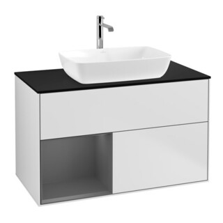 V&B Meuble sous-lavabo Éclairage mural Finion 100, Pl b m, Rg A m Lac, blanc m Lac