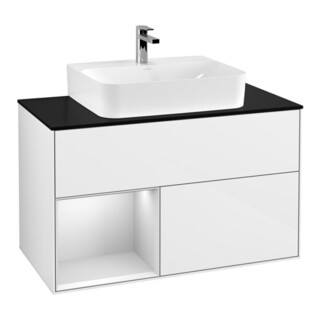 V&B Meuble sous lavabo Éclairage mural Finion 100, Pl b m, Rg l blc m Lac, blc br Lac