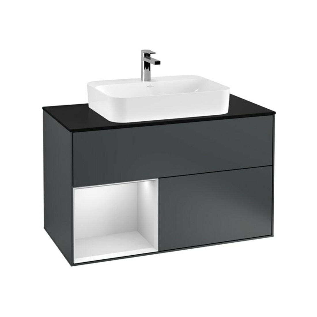 V&B Meuble sous lavabo Éclairage mural Finion 100, Pl b m, Rg l w m Lac, md bl. m Lac