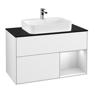 V&B Meuble sous lavabo Éclairage mural Finion 100, Pl b m, Rg r blc m Lac, blc brillant Lac