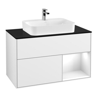 V&B Meuble sous lavabo Éclairage mural Finion 100, Pl b m, Rg r g wh. Lac, glo wh. Lac
