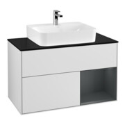 V&B Meuble sous lavabo Éclairage mural Finion 100, Pl b m, Rg r md b m Lac, blanc m Lac