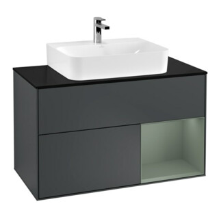 V&B Meuble sous-lavabo Éclairage mural Finion 100, Pl b m, Rg r Ol m Lac, md bl. m Lac