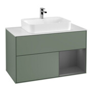 V&B Meuble sous lavabo Éclairage mural Finion 100, pl blanc mat, anthracite mat, laqué huilé