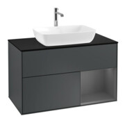 V&B Meuble sous-lavabo Éclairage mural Finion 100, Pl blanc mat, Rg A mat laqué, md bleu mat laqué