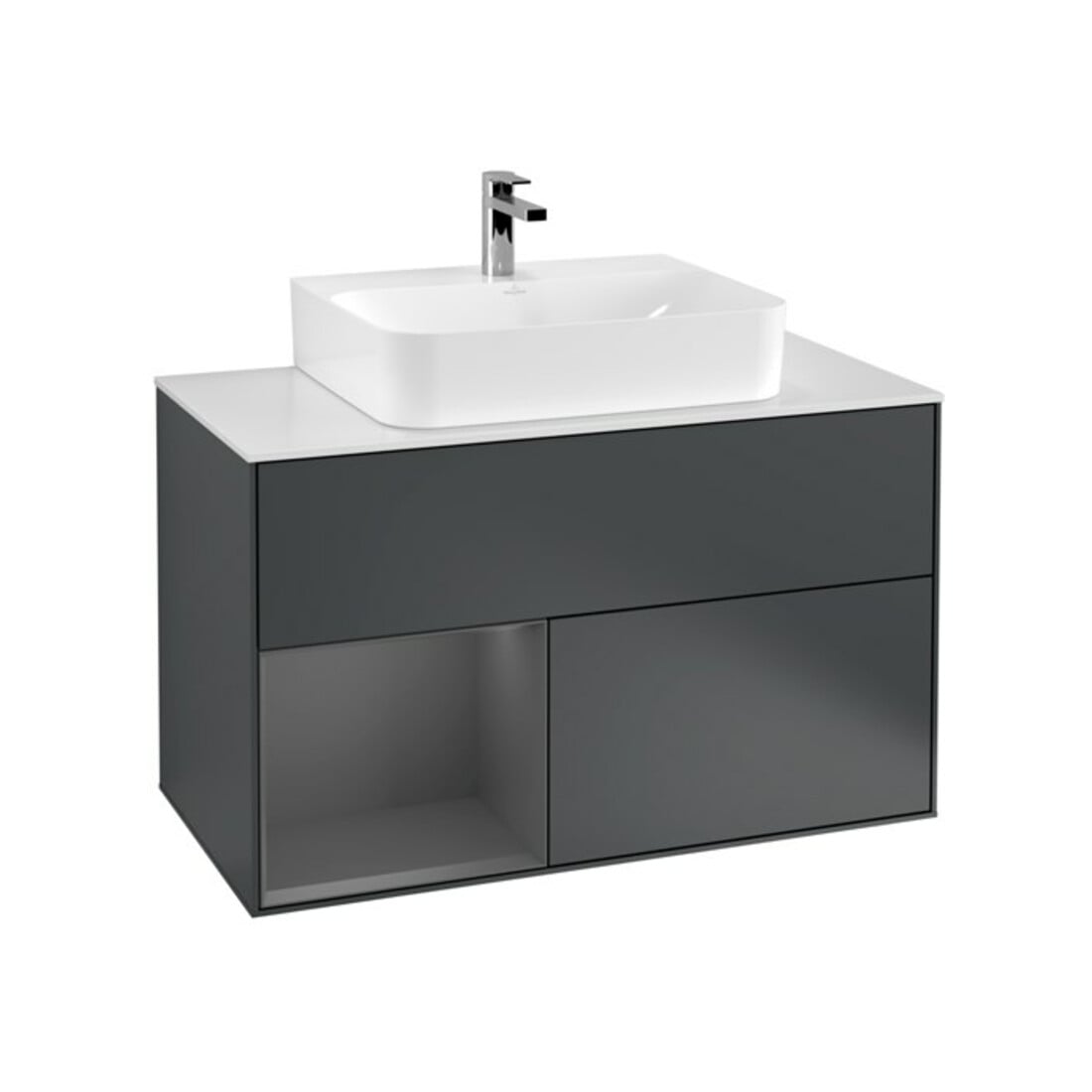V&B Meuble sous-lavabo Éclairage mural Finion 100, Pl blanc mat, Rg laqué A mat, avec blanc mat Lac