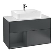 V&B Meuble sous lavabo Éclairage mural Finion 100, Pl blanc mat, Rg laqué mat blanc
