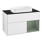 V&B Meuble sous lavabo Éclairage mural Finion 100, Pl blanc mat, Rg rouge Olive mat Lac, blanc brillant Lac