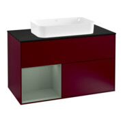 V&B Meuble sous lavabo Éclairage mural Finion 100, Pl bleu m, Étagère g, Huile m Lac, Peo m