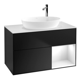V&B Meuble sous lavabo Éclairage mural Finion 100, Pl w m, Reg glo wh. Lac, bla m Lac