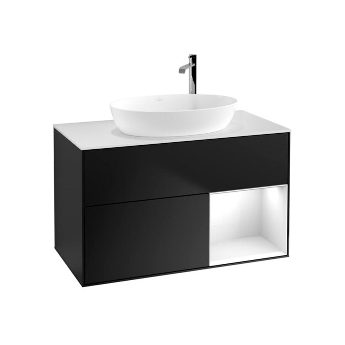 V&B Meuble sous lavabo Éclairage mural Finion 100, Pl w m, Reg glo wh. Lac, bla m Lac
