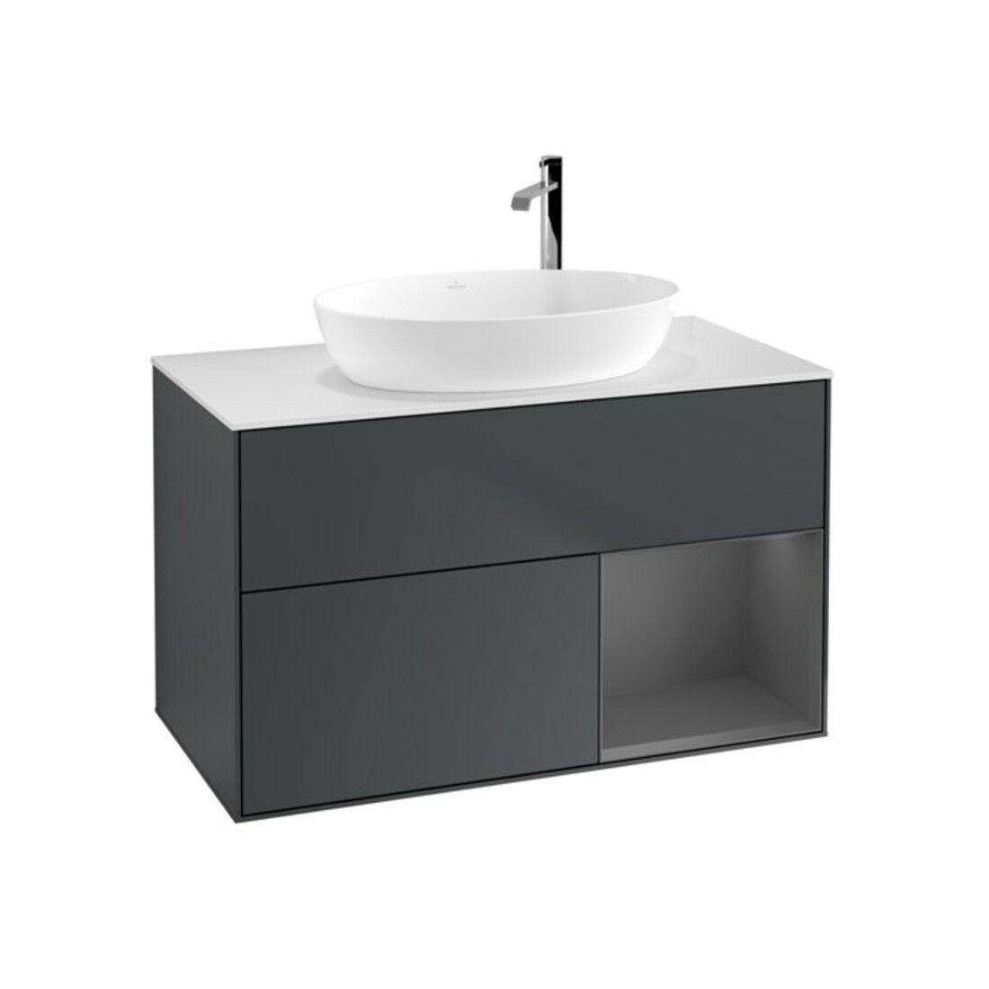 V&B Meuble sous-lavabo Éclairage mural Finion 100, Pl w m, Rg A m Lac, md bl. m Lac