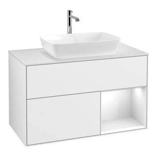 V&B Meuble sous-lavabo Éclairage mural Finion 100, Pl w m, Rg glo wh. Lac, glo wh. Lac