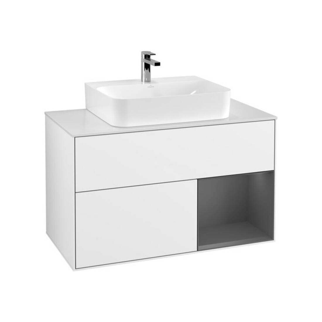 V&B Meuble sous-lavabo Éclairage mural Finion 100, Pl w m, Rg r A m, glo wh. Lac