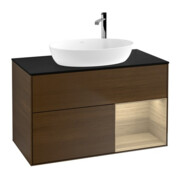 V&B Meuble sous lavabo Éclairage mural Finion 100, plaque abd. bleue, rég. Oa ven, wal ven