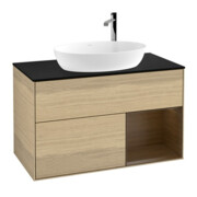 V&B Meuble sous lavabo Éclairage mural Finion 100, plaque abd. bleue, rég. wal ven, Oa ven