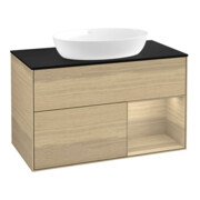 V&B Meuble sous lavabo Éclairage mural Finion 100, plaque d’abd. bleue m, Reg Oa ven, Oa ven