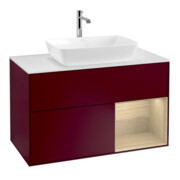 V&B Meuble sous-lavabo Éclairage mural Finion 100, plaque de fermeture blanche, régulateur Oa ven, Peo m