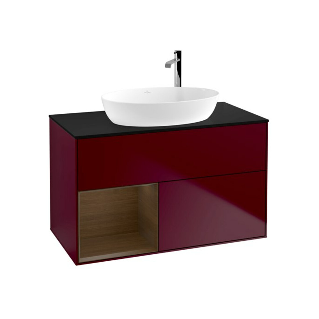 V&B Meuble sous-lavabo Éclairage mural Finion 100, plaque de fermeture bleue m, rayonnage wal ven, Peo m