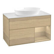 V&B Meuble sous lavabo Éclairage mural Finion 100, plaque de recouvrement blanche, régulateur Oa ven, Oa ven