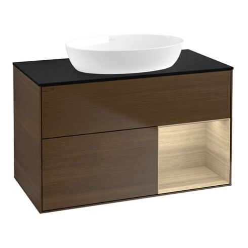 V&B Meuble sous lavabo Éclairage mural Finion 100, plaque de séparation bleue, régulateur Oa ven, wal ven