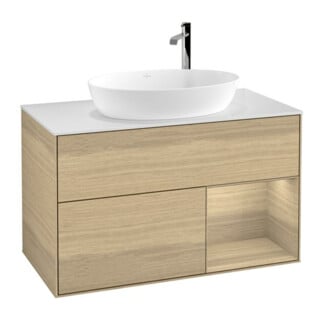 V&B Meuble sous-lavabo Éclairage mural Finion 100, Plaque d'habillage blanc, Reg Oa ven, Oa ven