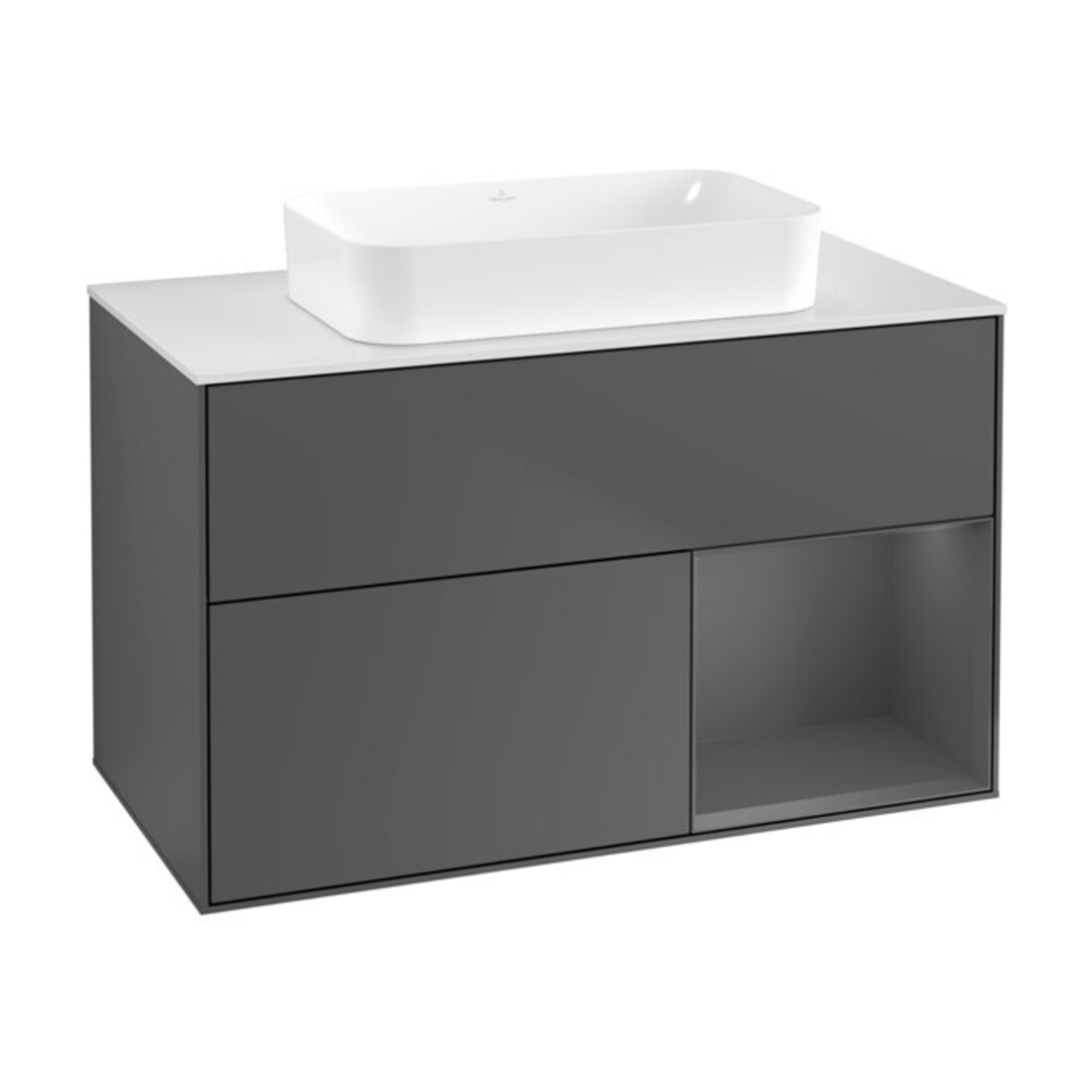 V&B Meuble sous lavabo Éclairage mural Finion 100x60,3 cm, Anthracite m, Anthracite m