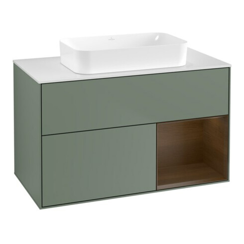 V&B Meuble sous-lavabo Éclairage mural Finion 100x60,3 cm, chêne huilé, mat