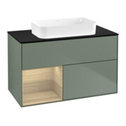 V&B Meuble sous lavabo Éclairage mural Finion 100x60,3 cm, étagère gauche Oa ven, oli. m lac