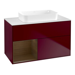V&B Meuble sous lavabo Éclairage mural Finion 100x60,3 cm, étagère gauche, Peony mat