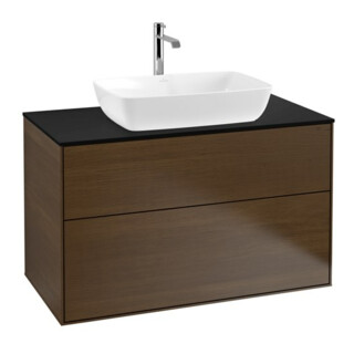 V&B Meuble sous lavabo Éclairage mural Finion 100x60,3 cm, placage noyer bleu m.