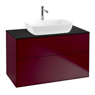 V&B Meuble sous-lavabo Éclairage mural Finion 100x60,3 cm, plan de travail bleu mat, Peony Matt