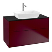 V&B Meuble sous-lavabo Éclairage mural Finion 100x60,3 cm, plan de travail bleu mat, Peony Matt