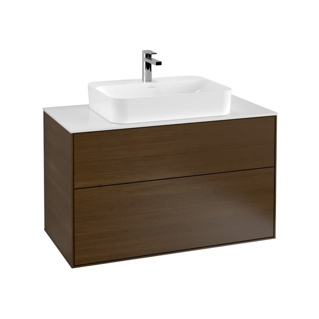 V&B Meuble sous lavabo Éclairage mural Finion 100x60,3 cm, plaque abd. bl. avec placage noyer