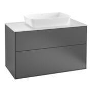 V&B Meuble sous-lavabo Éclairage mural Finion 100x60,3 cm, plaque d'habillage blanc, poignée argent mat laqué