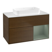 V&B Meuble sous-lavabo Éclairage mural Finion 100x60,3 cm, rég. droite Oli. m Lac, noyer ven