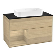 V&B Meuble sous lavabo Éclairage mural Finion 100x60,3 cm, rég. g. placage chêne