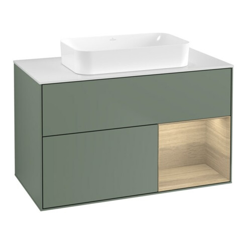 V&B Meuble sous-lavabo Éclairage mural Finion 100x60,3 cm, Reg re Oa ven, Oli. m Lac