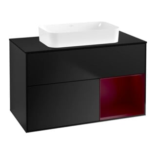 V&B Meuble sous-lavabo Éclairage mural Finion 100x60,3 cm, Reg re Peo, bleu m laqué