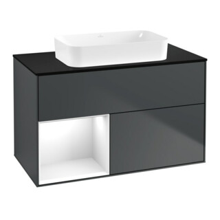 V&B Meuble sous lavabo Éclairage mural Finion 100x60,3 cm, Rg l g w Lac, md bl. m Lac