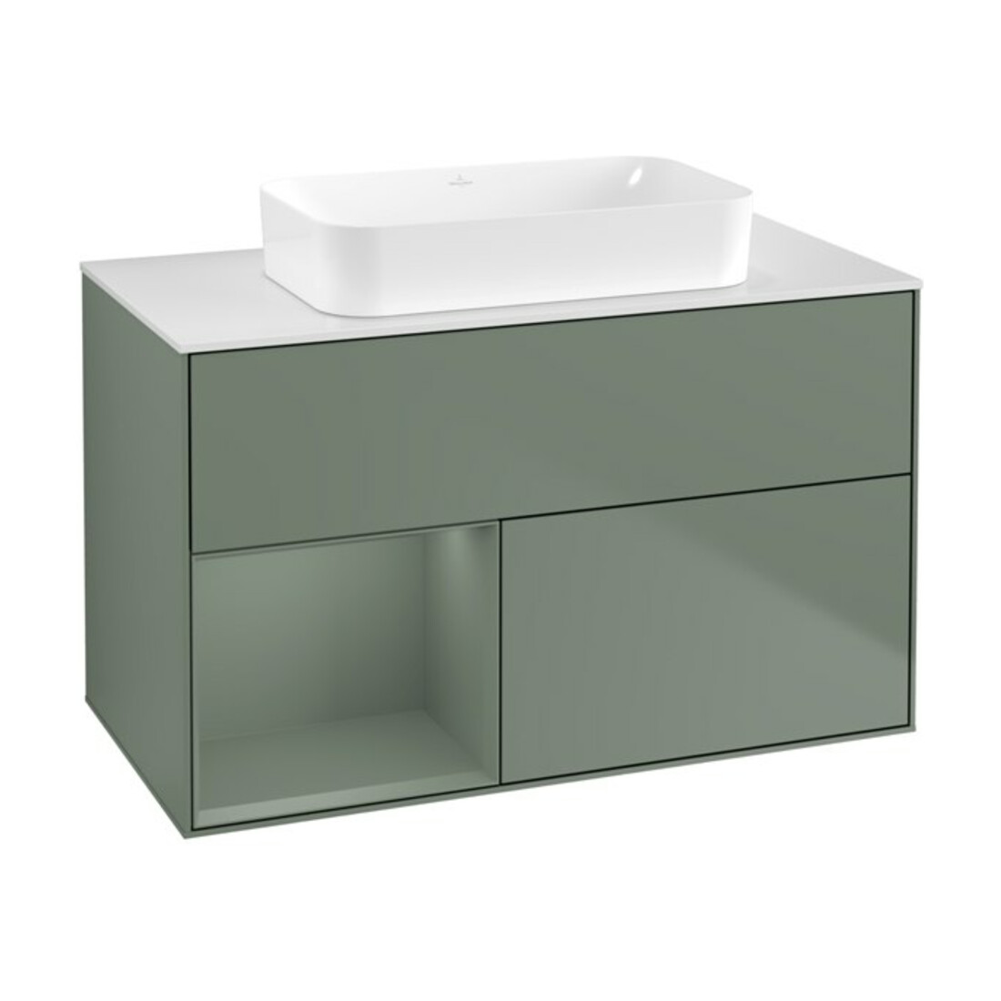 V&B Meuble sous-lavabo Éclairage mural Finion 100x60,3 cm, Rg l Oli. m Lac, Oli. m Lac