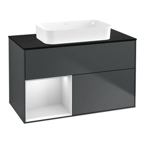 V&B Meuble sous lavabo Éclairage mural Finion 100x60,3 cm, Rg l w m Lac, md bl. m Lac