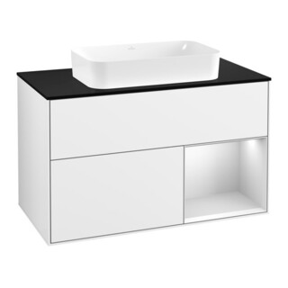 V&B Meuble sous-lavabo Éclairage mural Finion 100x60,3 cm, Rg r bl. m Lac, bl. glo Lac