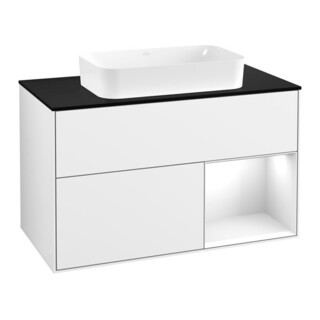 V&B Meuble sous lavabo Éclairage mural Finion 100x60,3 cm, Rg r g wh. Lac, glo wh. Lac