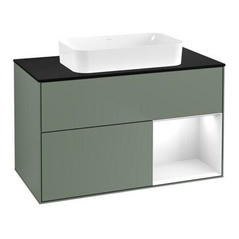 V&B Meuble sous lavabo Éclairage mural Finion 100x60,3 cm, Rg r g wh. Lac, Oli. m Lac