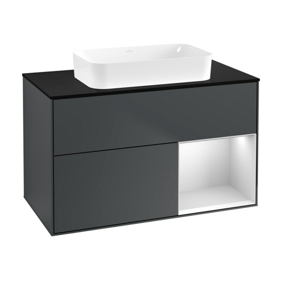 V&B Meuble sous lavabo Éclairage mural Finion 100x60,3 cm, Rg r w m Lac, md bl. m Lac