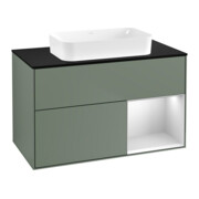V&B Meuble sous lavabo Éclairage mural Finion 100x60,3 cm, Rg re bl. avec laque, Oli. avec laque