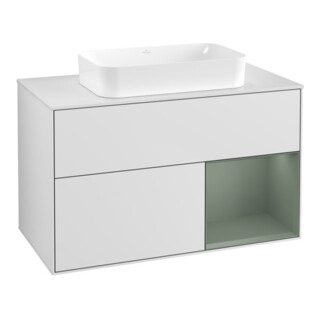 V&B Meuble sous lavabo Éclairage mural Finion 100x60,3 cm, Rg re Oli. m Lac, bl. m Lac