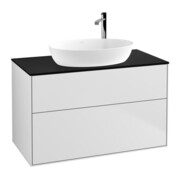 V&B Meuble sous lavabo Éclairage mural Finion 100x60,3cm, plaque abd. bleue, blanc avec Lac-1