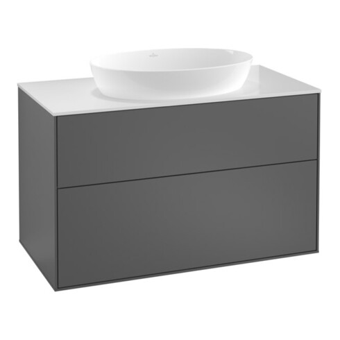 V&B Meuble sous-lavabo Éclairage mural Finion 100x60,3cm, plaque de fermeture blanc m, si Gr m Lac